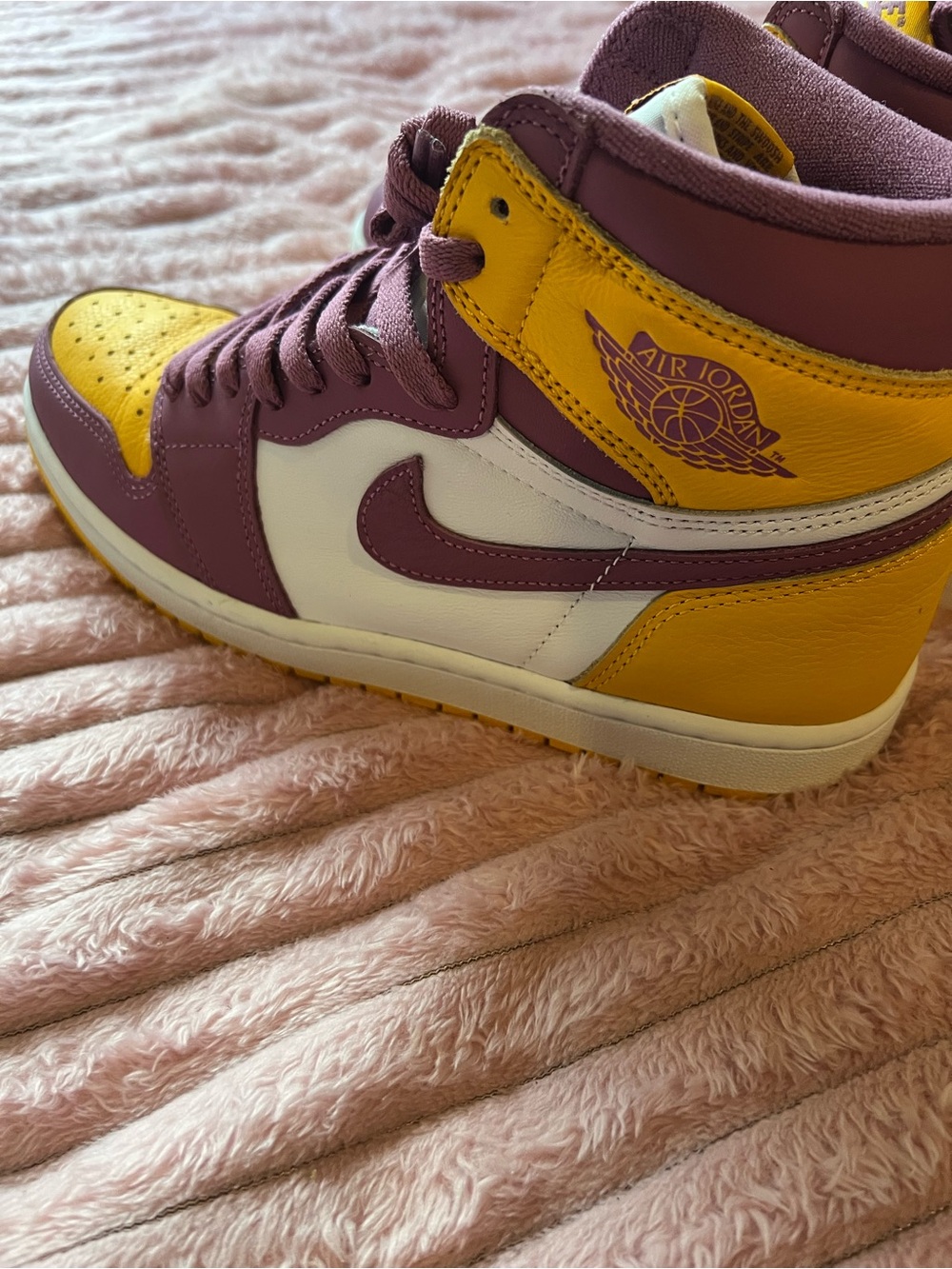 Jordan Brotherhood Women's High-Top Sneakers in Yellow, Purple & White